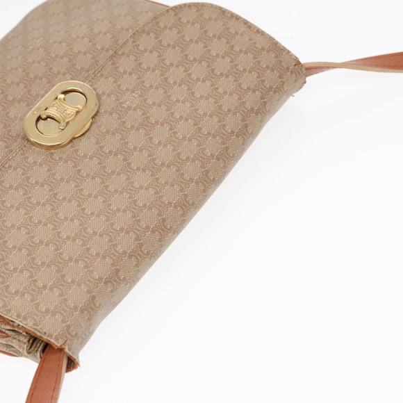 CELINE Macadam Canvas Shoulder Bag Beige Gold Auth 92094 - Picture 6 of 16